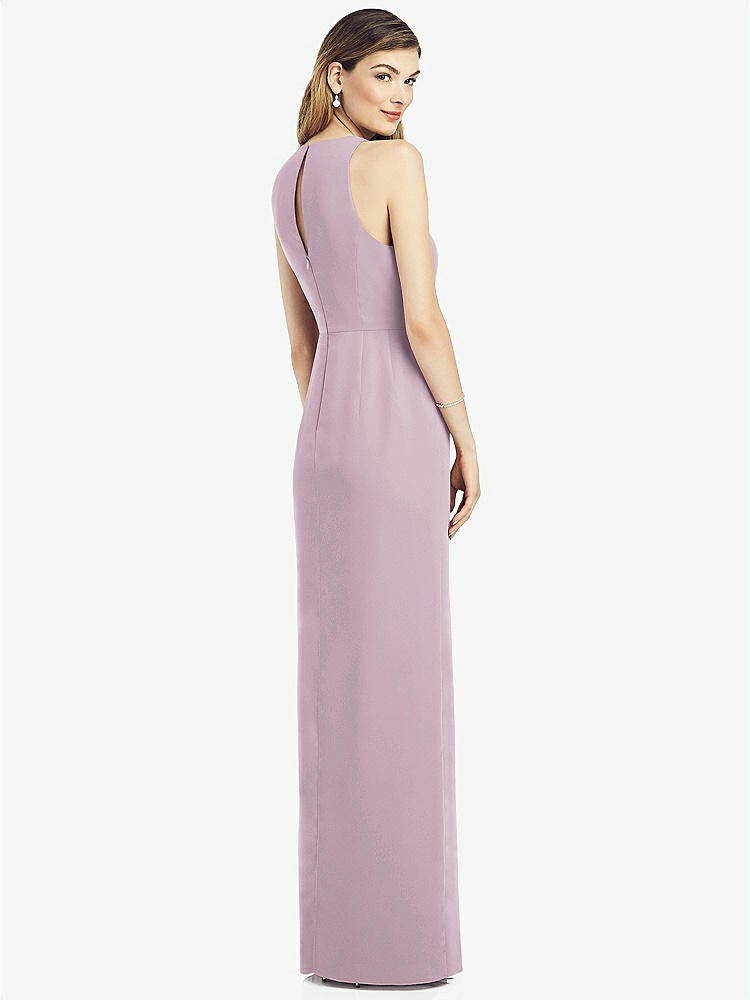 【STYLE: 6818】Sleeveless Chiffon Dress with Draped Front Slit【COLOR: Suede Rose】
