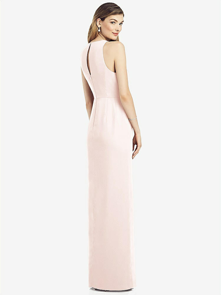 【STYLE: 6818】Sleeveless Chiffon Dress with Draped Front Slit【COLOR: Blush】