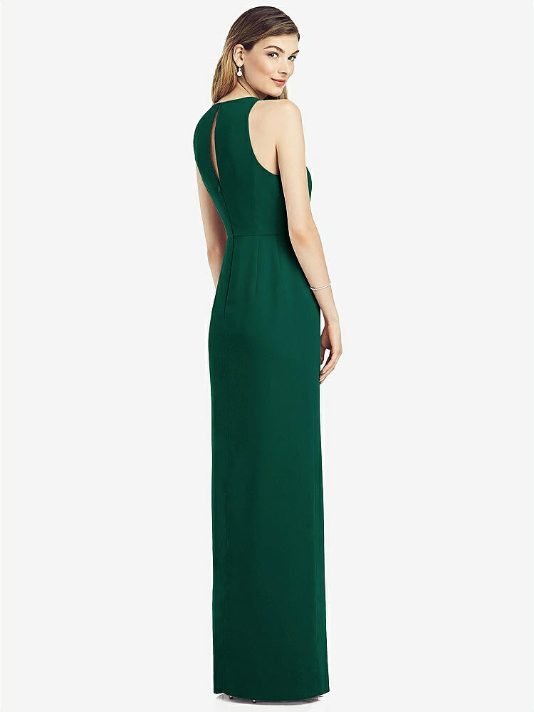 【STYLE: 6818】Sleeveless Chiffon Dress with Draped Front Slit【COLOR: Hunter Green】