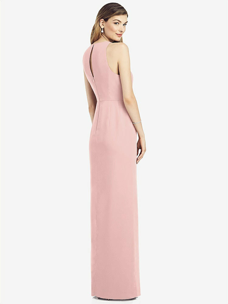 【STYLE: 6818】Sleeveless Chiffon Dress with Draped Front Slit【COLOR: Rose - PANTONE Rose Quartz】