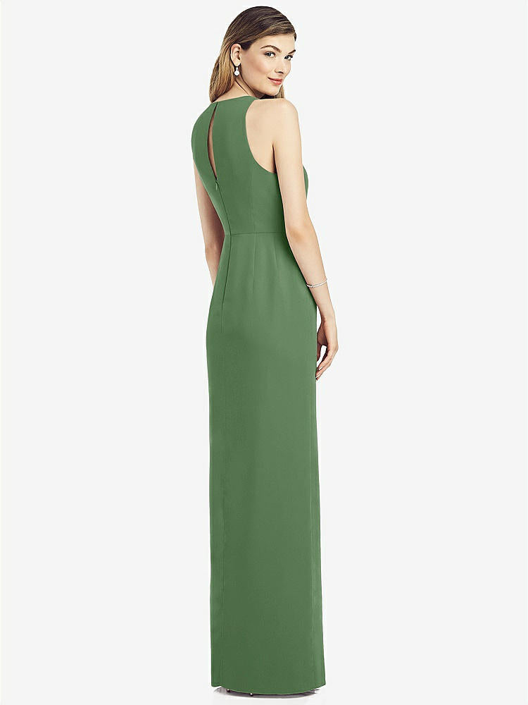 【STYLE: 6818】Sleeveless Chiffon Dress with Draped Front Slit【COLOR: Vineyard Green】