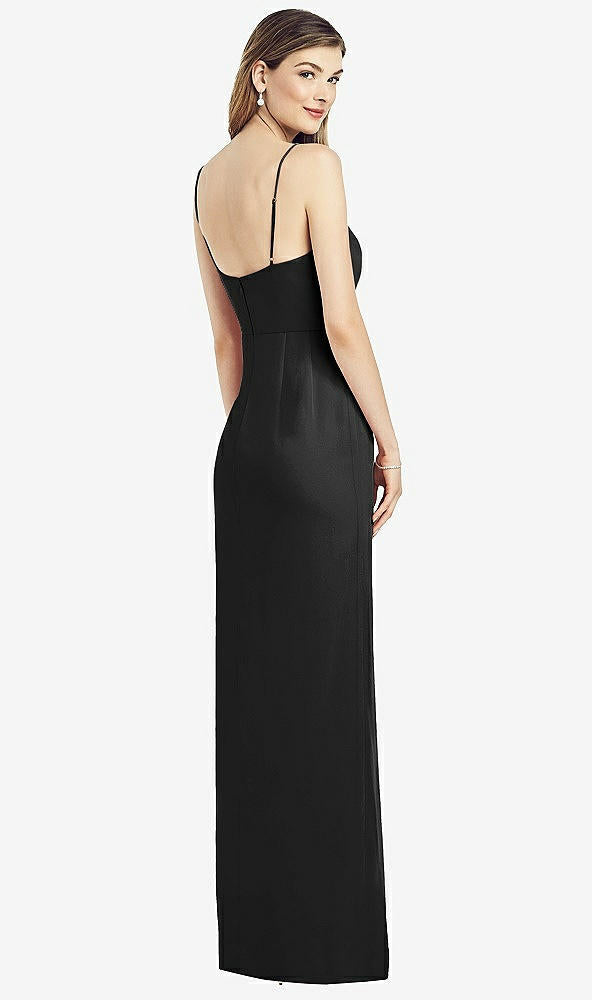 【STYLE: 6820】Spaghetti Strap Draped Skirt Gown with Front Slit【COLOR: Black】