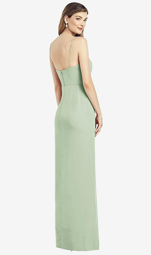 【STYLE: 6820】Spaghetti Strap Draped Skirt Gown with Front Slit【COLOR: Celadon】