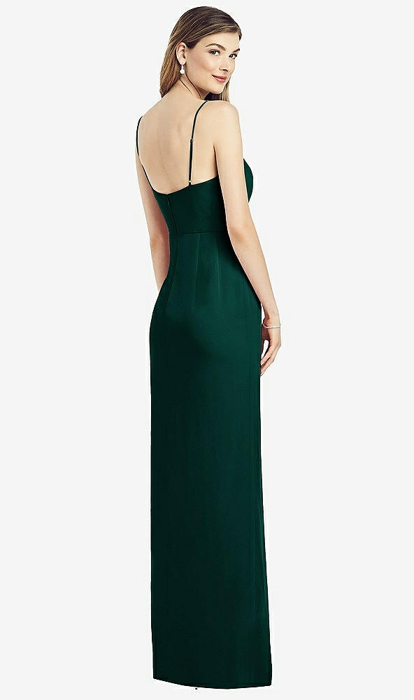 【STYLE: 6820】Spaghetti Strap Draped Skirt Gown with Front Slit【COLOR: Evergreen】