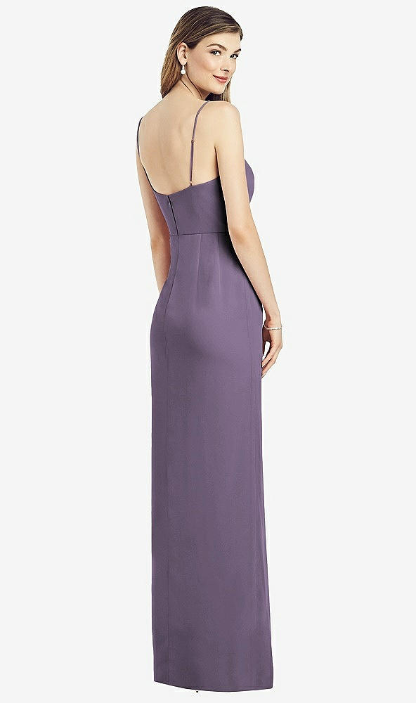 【STYLE: 6820】Spaghetti Strap Draped Skirt Gown with Front Slit【COLOR: Lavender】