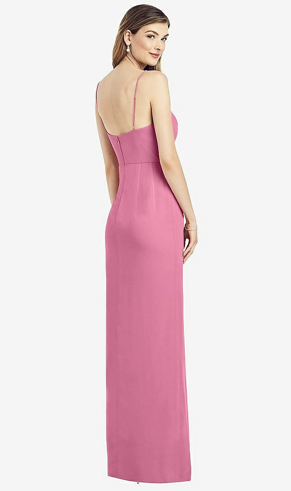 【STYLE: 6820】Spaghetti Strap Draped Skirt Gown with Front Slit【COLOR: Orchid Pink】