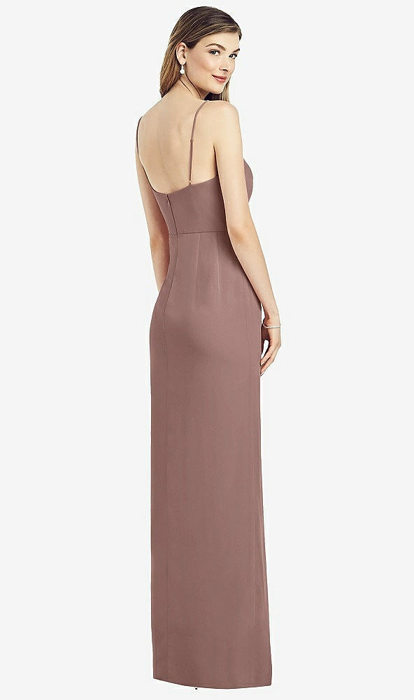 【STYLE: 6820】Spaghetti Strap Draped Skirt Gown with Front Slit【COLOR: Sienna】