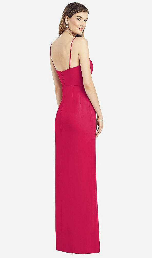 【STYLE: 6820】Spaghetti Strap Draped Skirt Gown with Front Slit【COLOR: Vivid Pink】