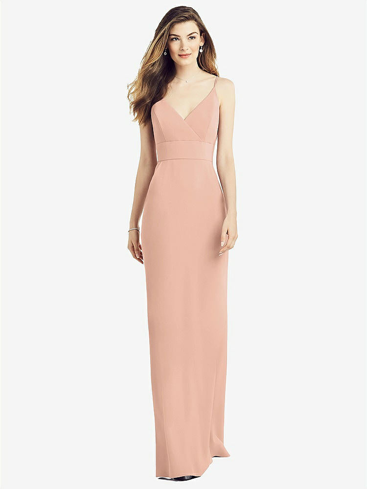 【NEW】【STYLE: 6824】Vバック スパゲッティ ストラップ マキシ ドレス ポケット付き【COLOR: Pale Peach】【SIZE: 00-30W】