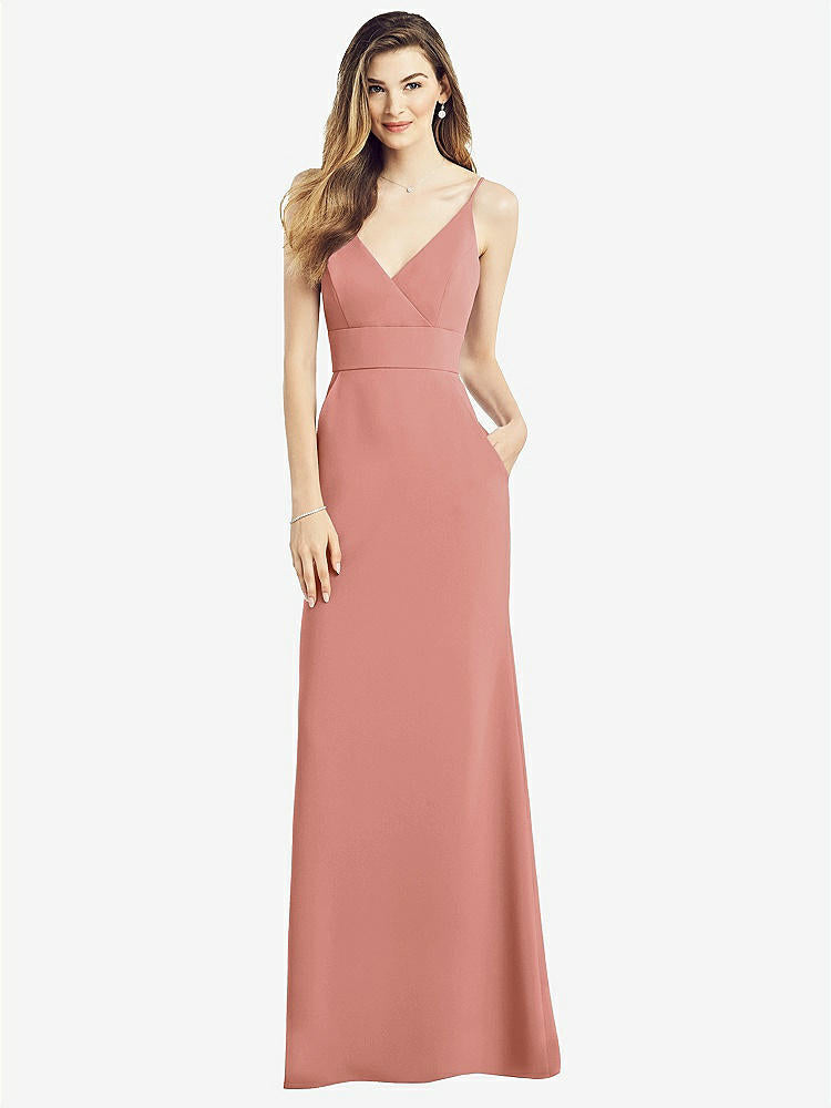 【STYLE: 6824】V-Back Spaghetti Strap Maxi Dress with Pockets【COLOR: Desert Rose】