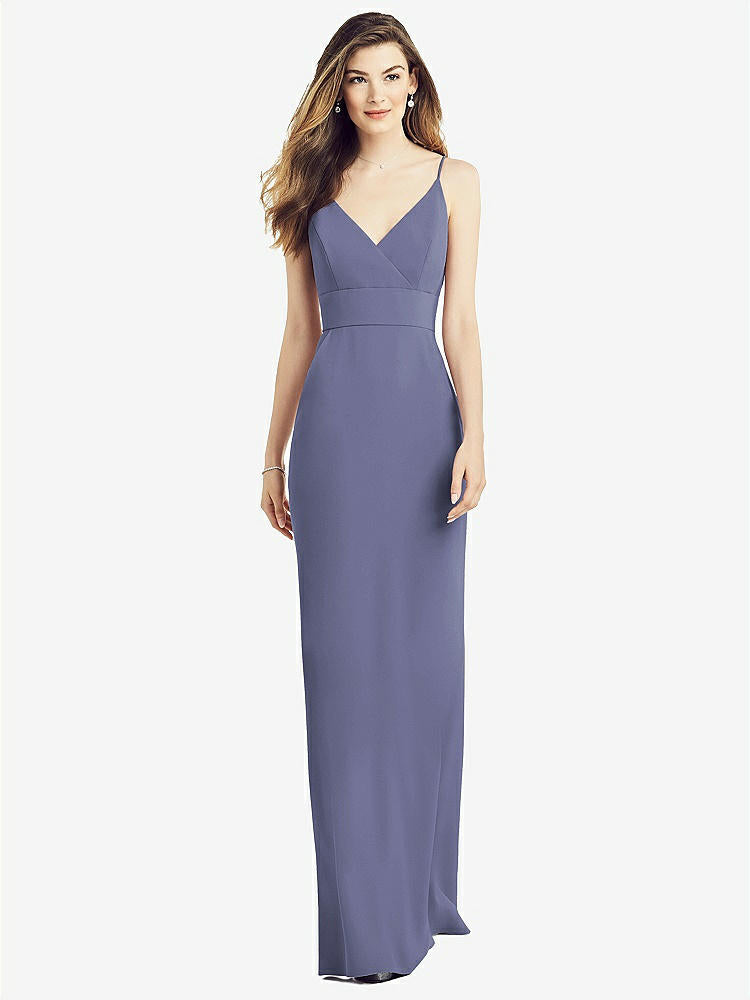 【STYLE: 6824】V-Back Spaghetti Strap Maxi Dress with Pockets【COLOR: French Blue】