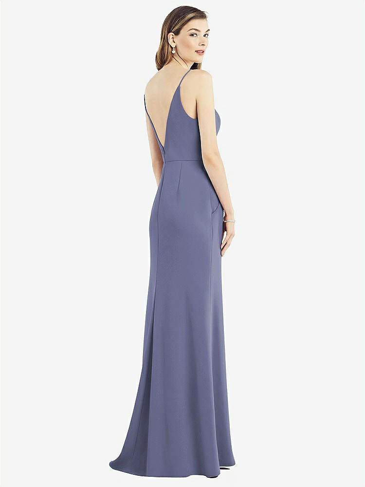 【STYLE: 6824】V-Back Spaghetti Strap Maxi Dress with Pockets【COLOR: French Blue】