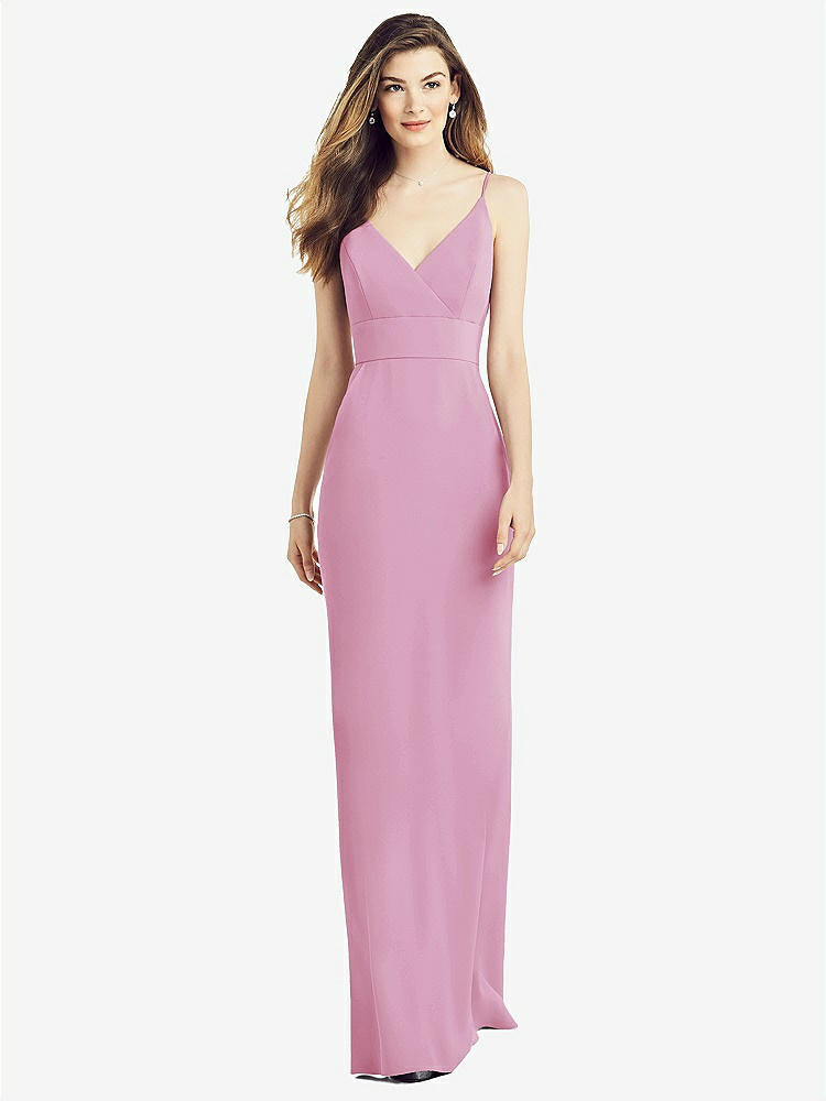 【NEW】【STYLE: 6824】Vバック スパゲッティ ストラップ マキシ ドレス ポケット付き【COLOR: Powder Pink】【SIZE: 00-30W】