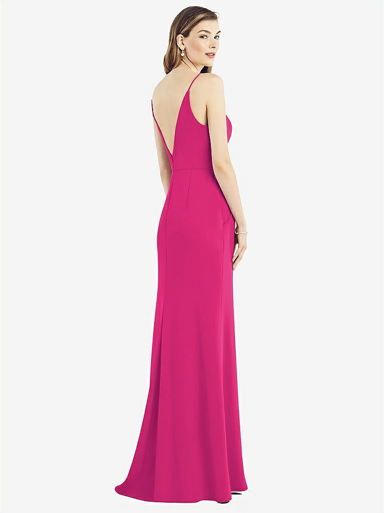 【NEW】【STYLE: 6824】Vバック スパゲッティ ストラップ マキシ ドレス ポケット付き【COLOR: Think Pink】【SIZE: 00-30W】