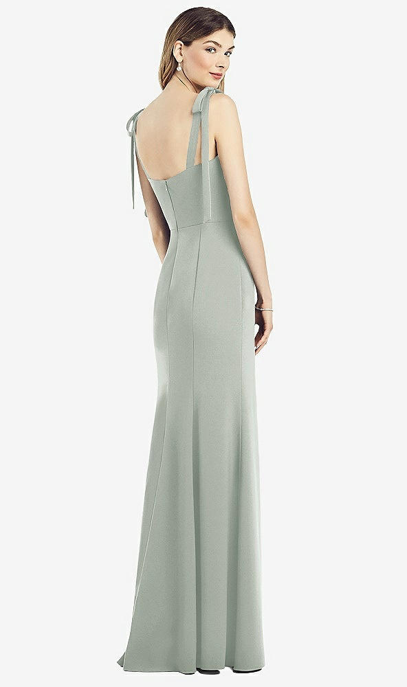 【STYLE: 6826】Flat Tie-Shoulder Crepe Trumpet Gown with Front Slit【COLOR: Willow Green】