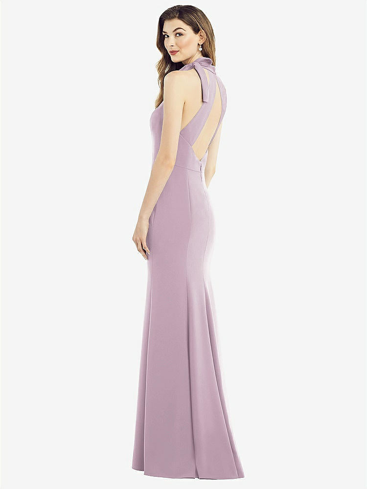 【STYLE: 6827】Bow-Neck Open-Back Trumpet Gown【COLOR: Suede Rose】