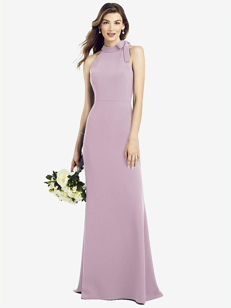 【STYLE: 6827】Bow-Neck Open-Back Trumpet Gown【COLOR: Suede Rose】