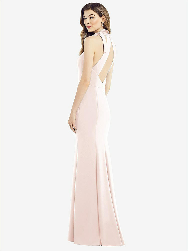 【STYLE: 6827】Bow-Neck Open-Back Trumpet Gown【COLOR: Blush】