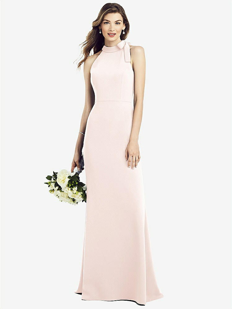 【STYLE: 6827】Bow-Neck Open-Back Trumpet Gown【COLOR: Blush】