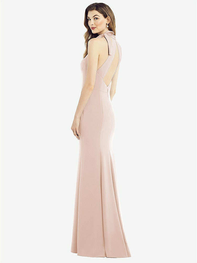 【STYLE: 6827】Bow-Neck Open-Back Trumpet Gown【COLOR: Cameo】