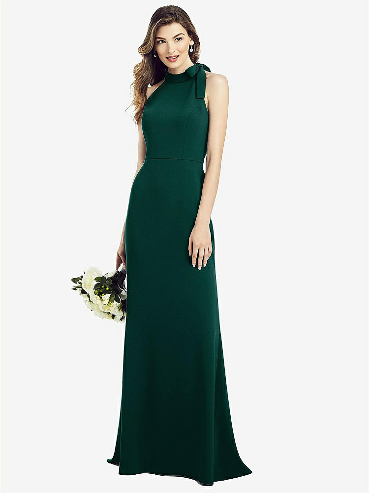 【STYLE: 6827】Bow-Neck Open-Back Trumpet Gown【COLOR: Evergreen】