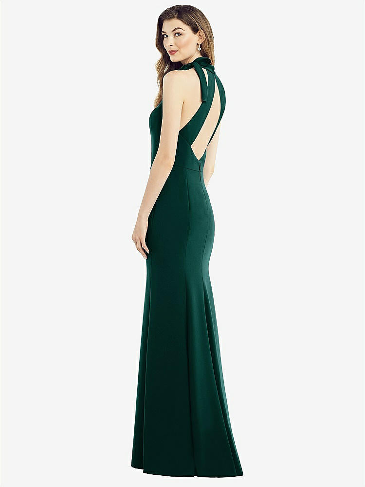 【STYLE: 6827】Bow-Neck Open-Back Trumpet Gown【COLOR: Evergreen】