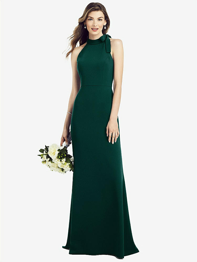 【STYLE: 6827】Bow-Neck Open-Back Trumpet Gown【COLOR: Evergreen】
