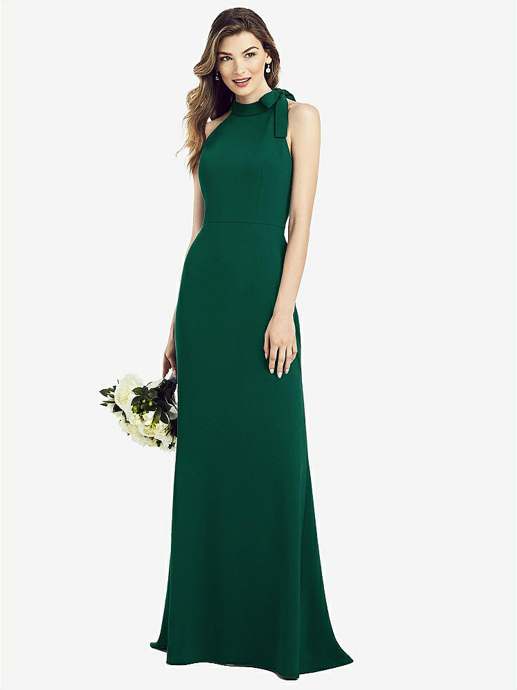 【STYLE: 6827】Bow-Neck Open-Back Trumpet Gown【COLOR: Hunter Green】