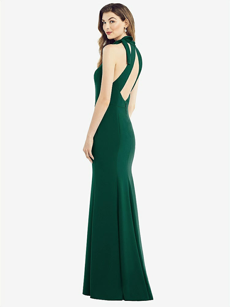 【STYLE: 6827】Bow-Neck Open-Back Trumpet Gown【COLOR: Hunter Green】