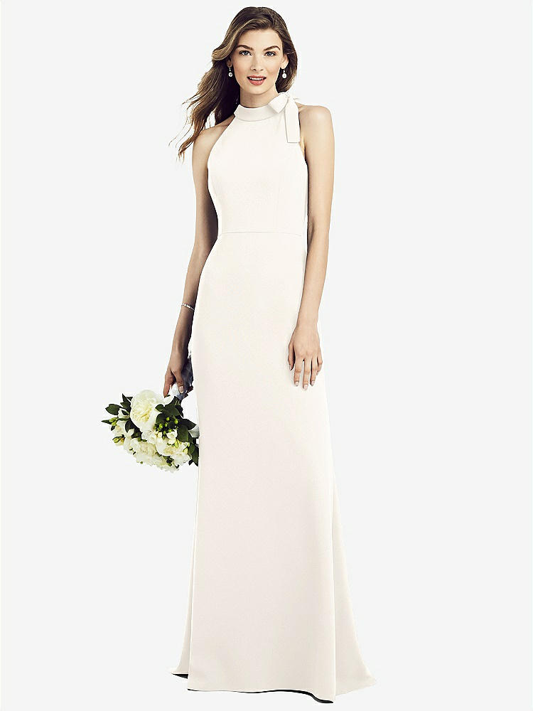 【STYLE: 6827】Bow-Neck Open-Back Trumpet Gown【COLOR: Ivory】