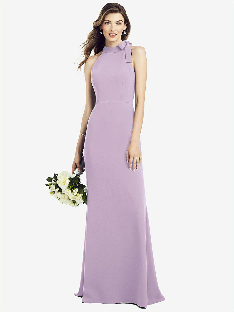 【STYLE: 6827】Bow-Neck Open-Back Trumpet Gown【COLOR: Pale Purple】