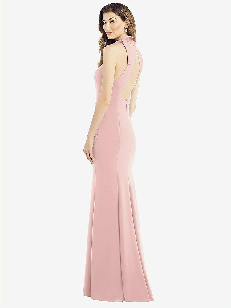 【STYLE: 6827】Bow-Neck Open-Back Trumpet Gown【COLOR: Rose - PANTONE Rose Quartz】