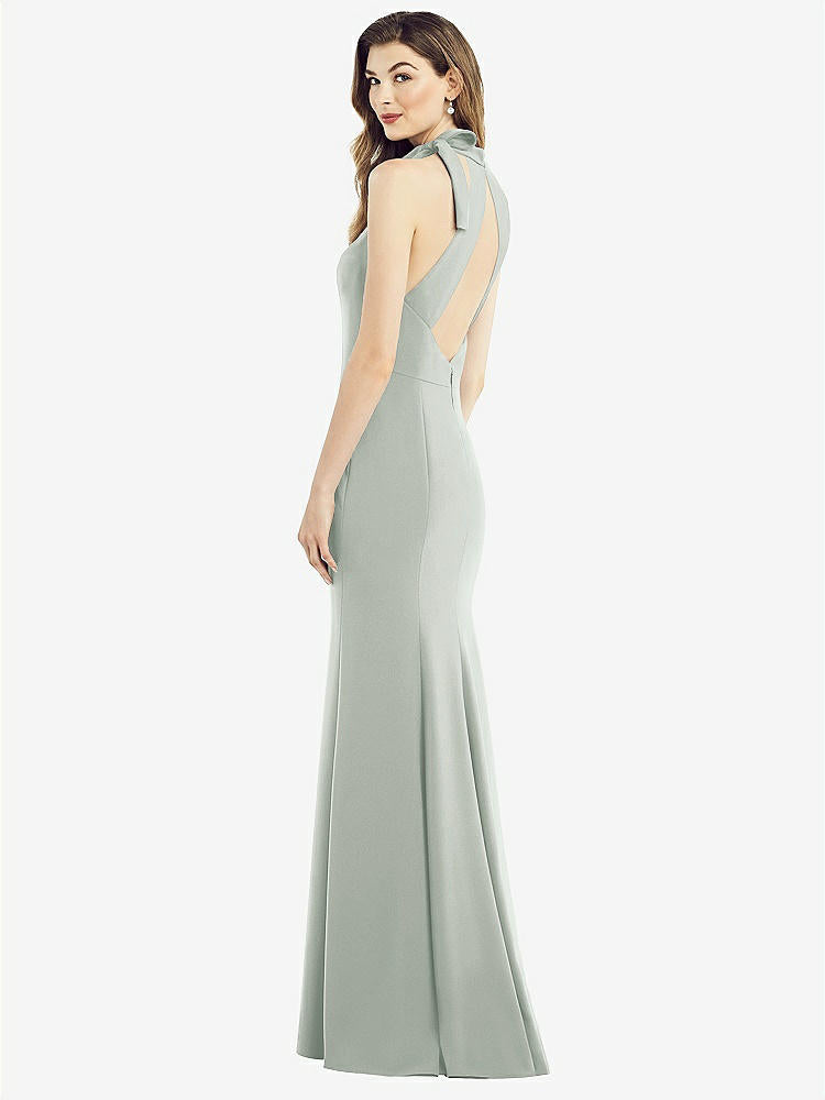 【STYLE: 6827】Bow-Neck Open-Back Trumpet Gown【COLOR: Willow Green】