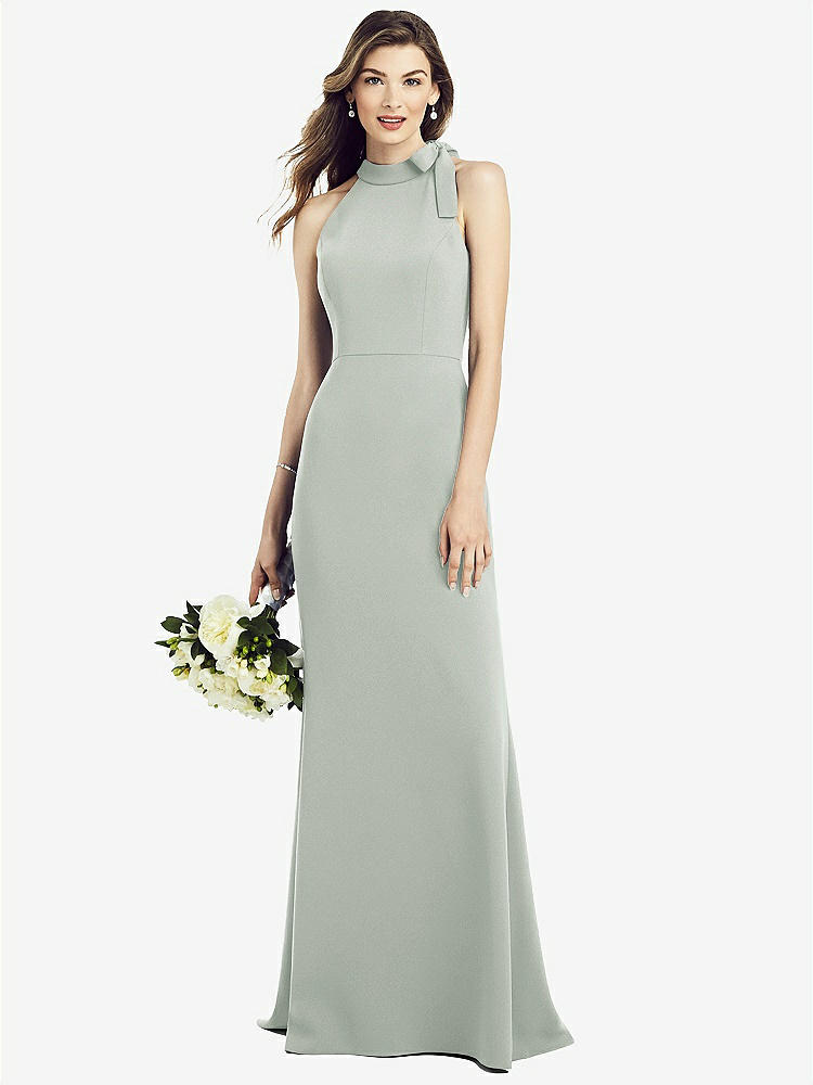 【STYLE: 6827】Bow-Neck Open-Back Trumpet Gown【COLOR: Willow Green】