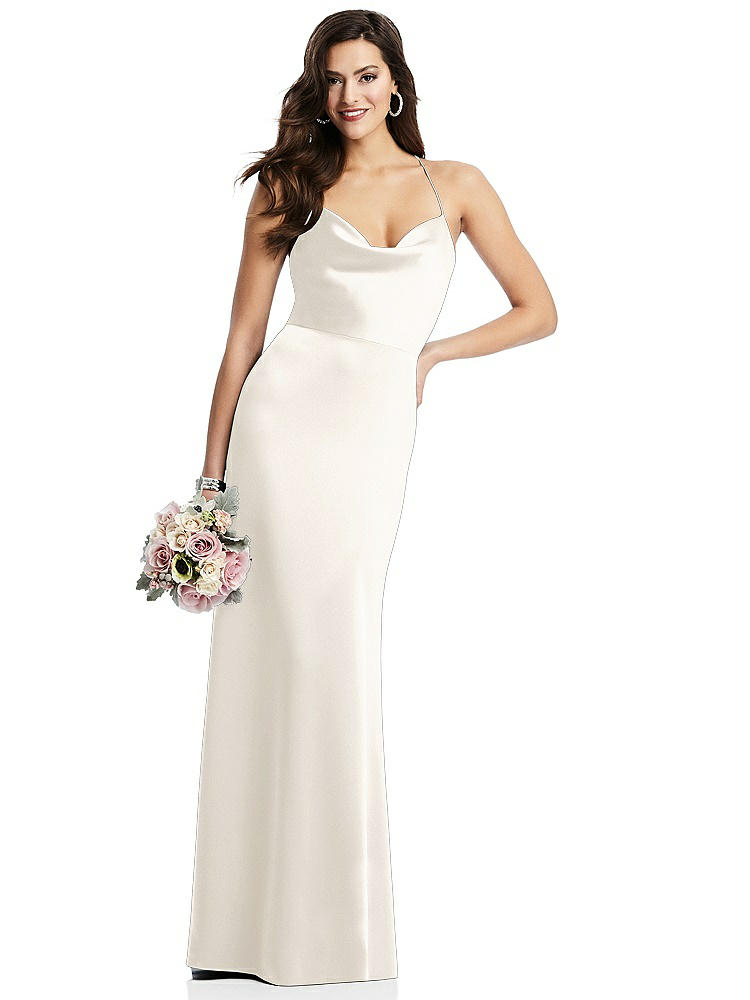 【STYLE: 3056】Cowl-Neck Criss Cross Back Slip Dress【COLOR: Ivory】