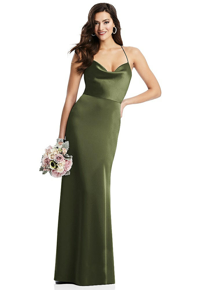 【STYLE: 3056】Cowl-Neck Criss Cross Back Slip Dress【COLOR: Olive Green】