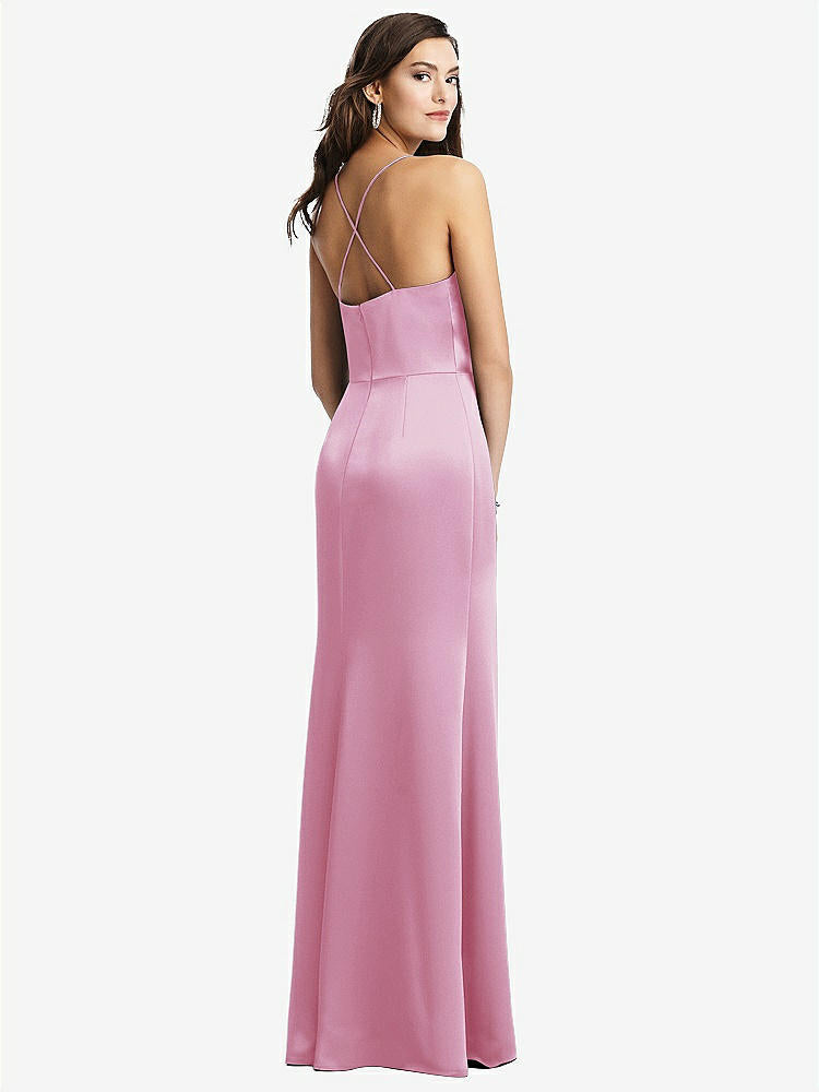 【STYLE: 3056】Cowl-Neck Criss Cross Back Slip Dress【COLOR: Powder Pink】