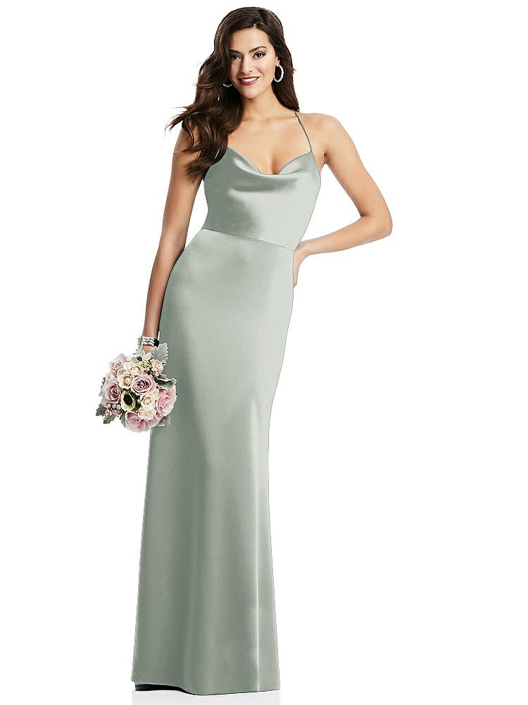 【STYLE: 3056】Cowl-Neck Criss Cross Back Slip Dress【COLOR: Willow Green】