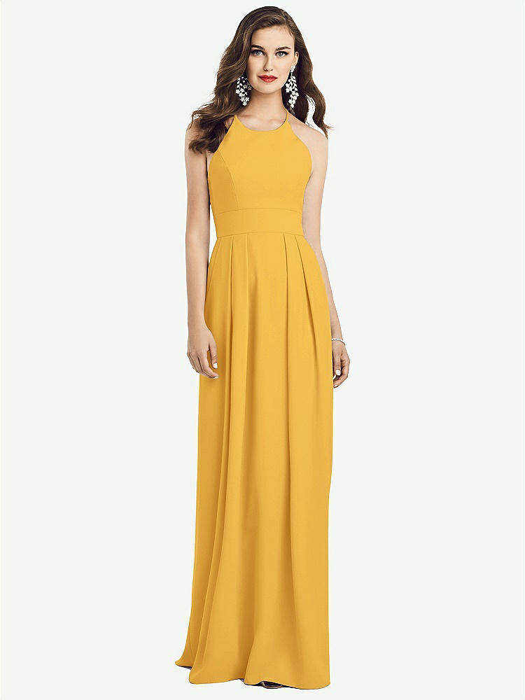 【NEW】【STYLE: 3058】クロス クロス 背中 クレープ ホルター ドレス ポケット付き【COLOR: NYC Yellow】【SIZE: 00-30W】