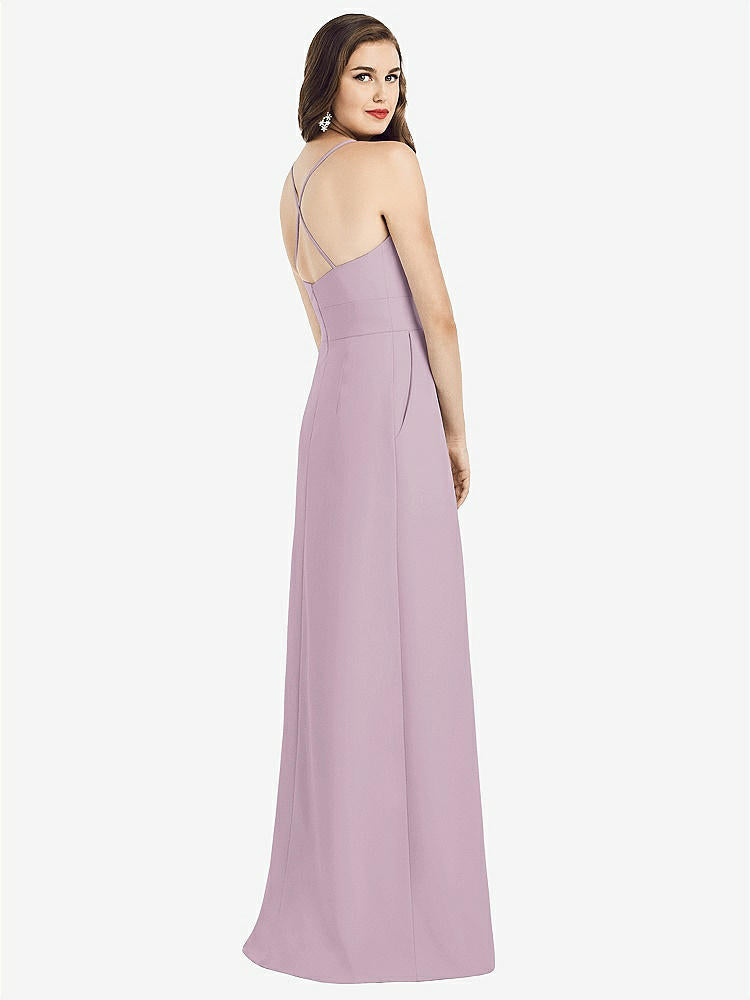 【STYLE: 3058】Criss Cross Back Crepe Halter Dress with Pockets【COLOR: Suede Rose】