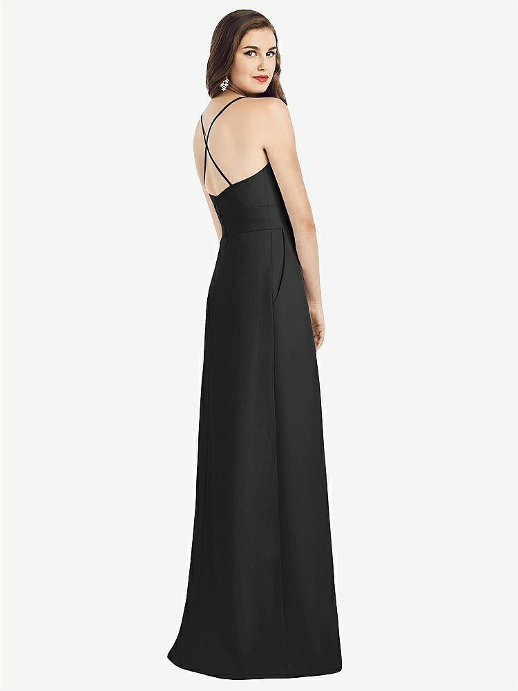 【STYLE: 3058】Criss Cross Back Crepe Halter Dress with Pockets【COLOR: Black】