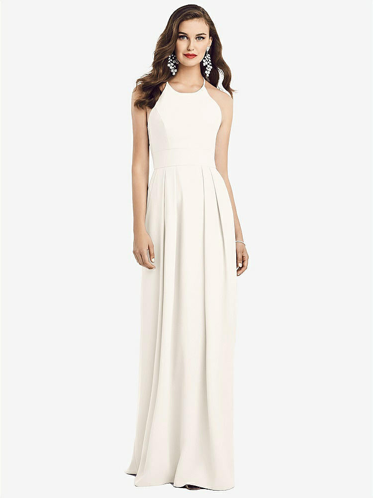 【STYLE: 3058】Criss Cross Back Crepe Halter Dress with Pockets【COLOR: Ivory】
