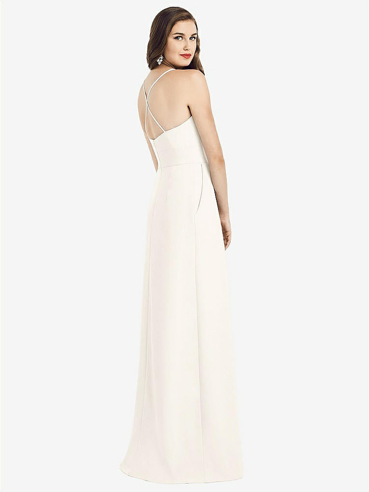 【STYLE: 3058】Criss Cross Back Crepe Halter Dress with Pockets【COLOR: Ivory】