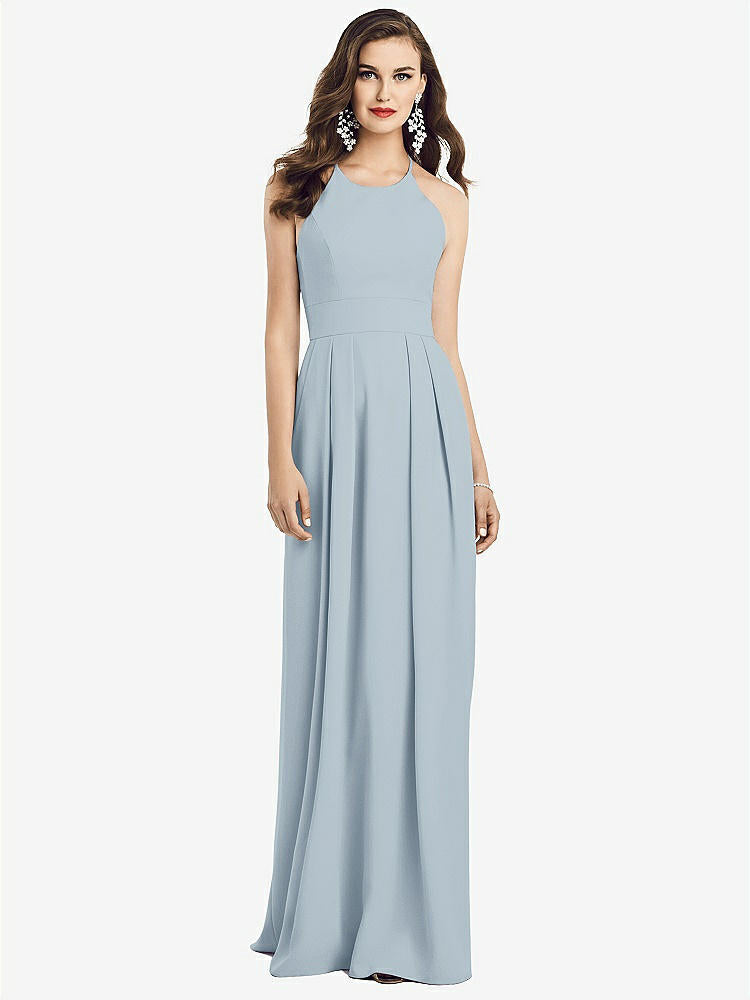 【STYLE: 3058】Criss Cross Back Crepe Halter Dress with Pockets【COLOR: Mist】
