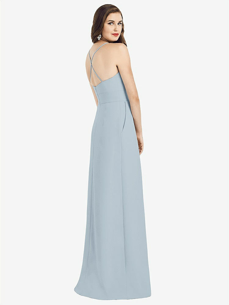 【STYLE: 3058】Criss Cross Back Crepe Halter Dress with Pockets【COLOR: Mist】