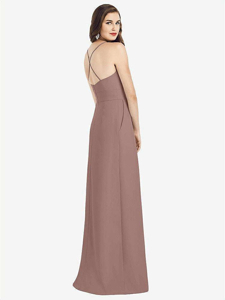 【STYLE: 3058】Criss Cross Back Crepe Halter Dress with Pockets【COLOR: Sienna】