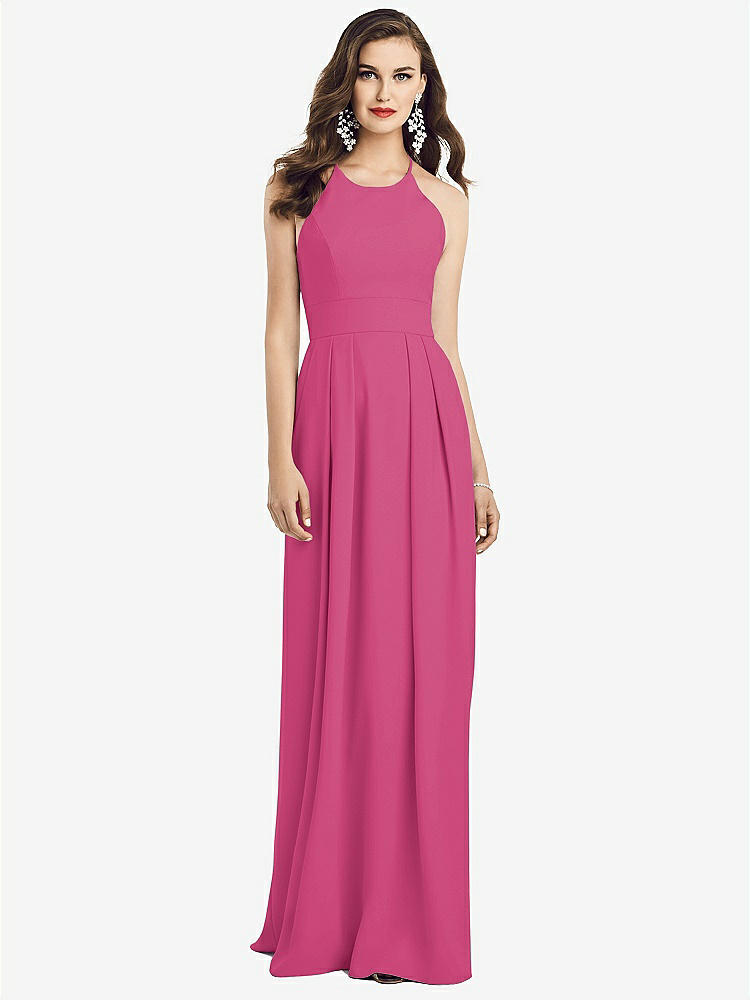 【STYLE: 3058】Criss Cross Back Crepe Halter Dress with Pockets【COLOR: Tea Rose】