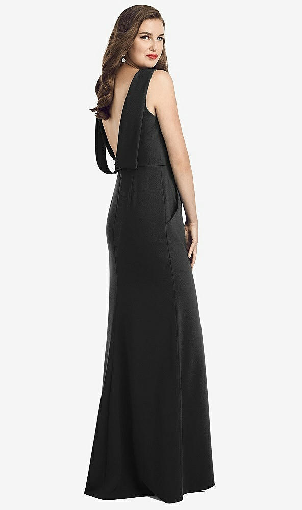 【STYLE: 3061】Draped Backless Crepe Dress with Pockets【COLOR: Black】