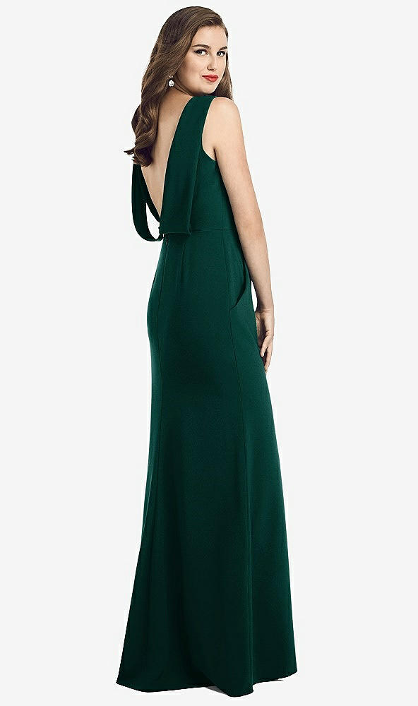 【STYLE: 3061】Draped Backless Crepe Dress with Pockets【COLOR: Evergreen】