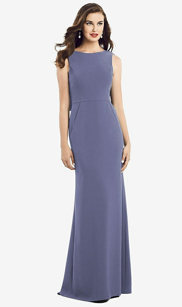 【STYLE: 3061】Draped Backless Crepe Dress with Pockets【COLOR: French Blue】
